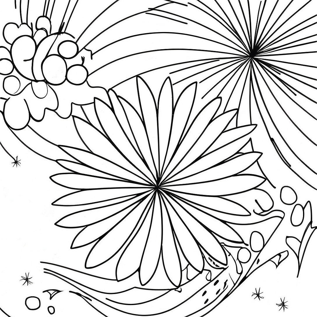 Festive Fireworks Coloring Page | Fourth of July coloring page