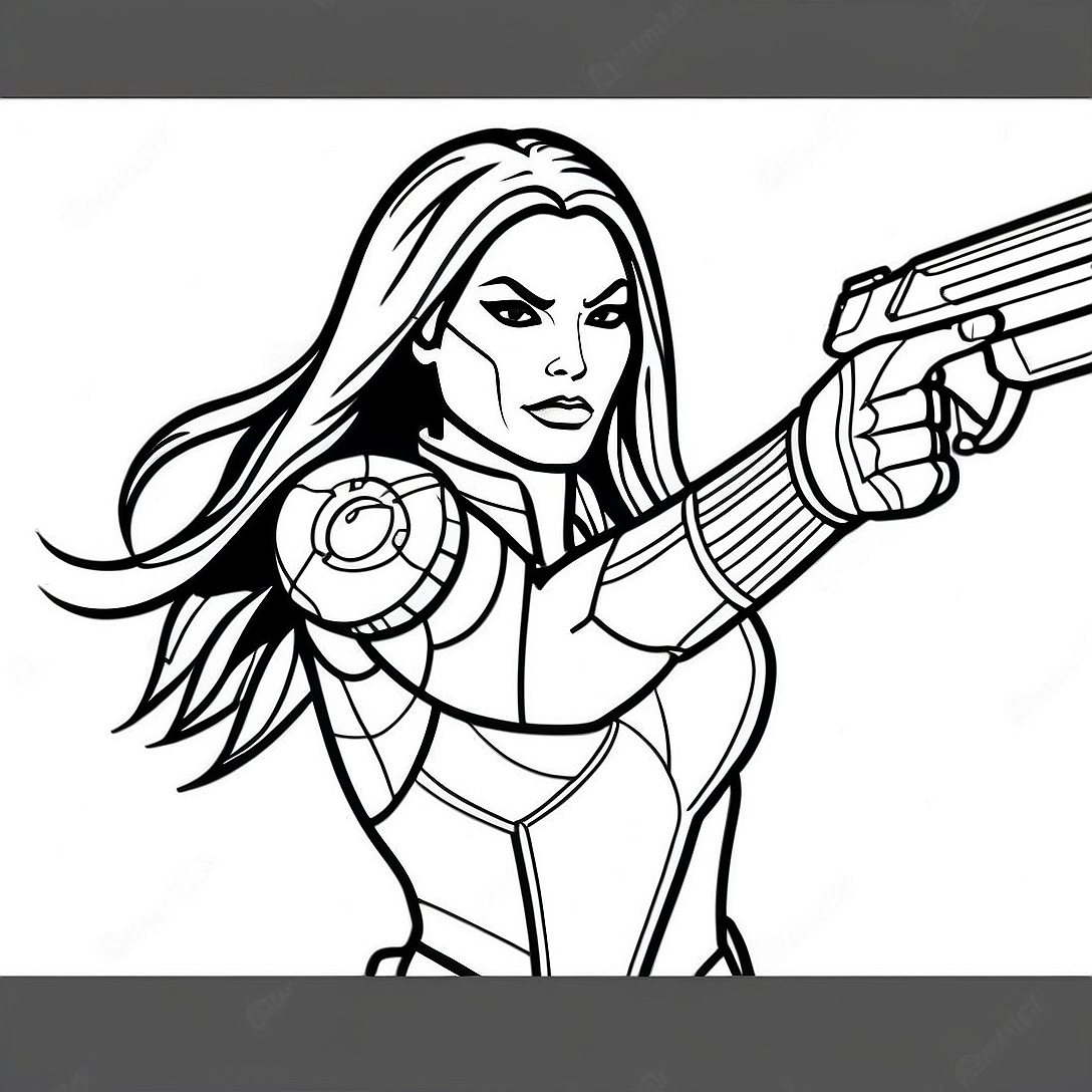 Gamora in Action Coloring Page | Gamora coloring page