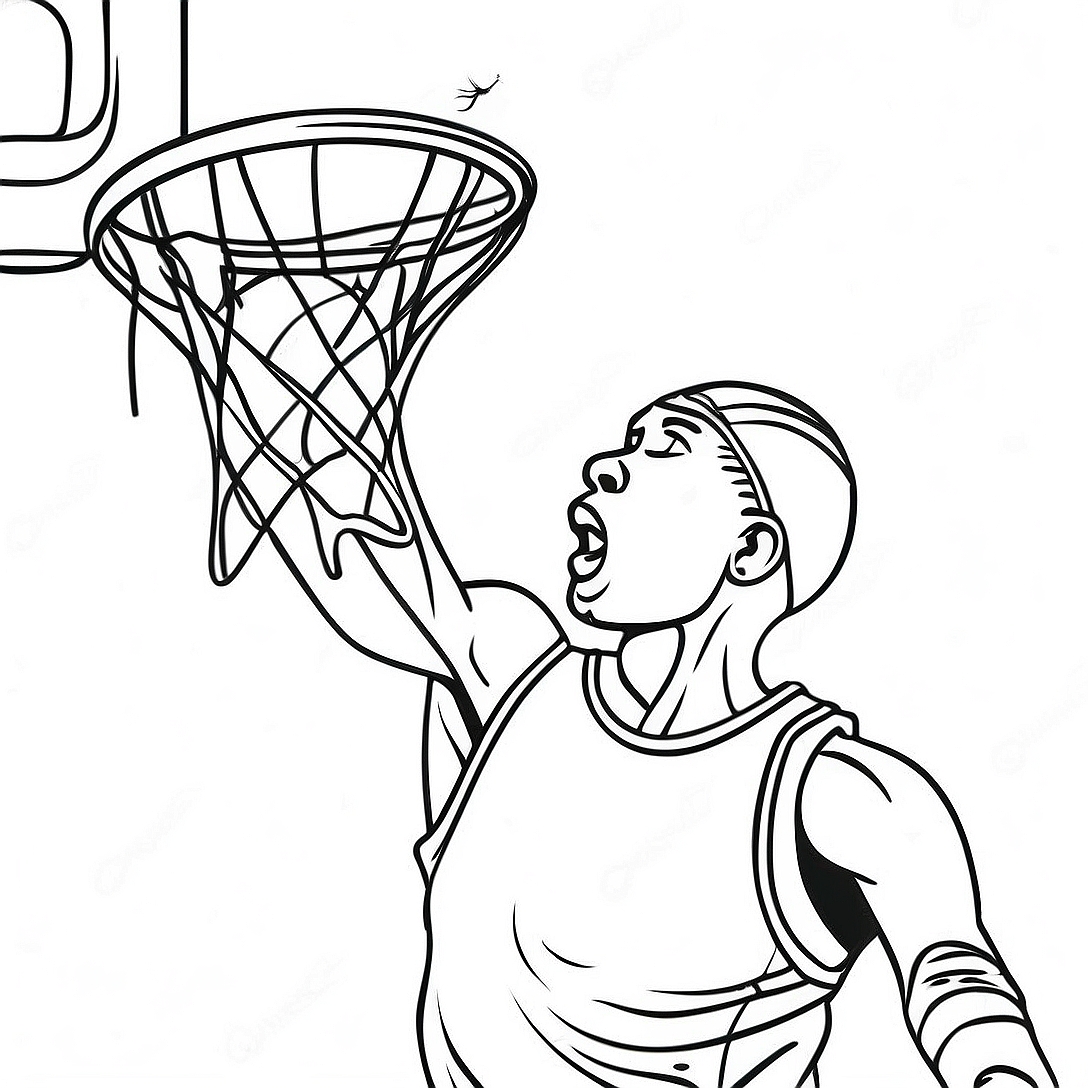 Basketball Player Dunking Coloring Page | NBA Logo coloring page