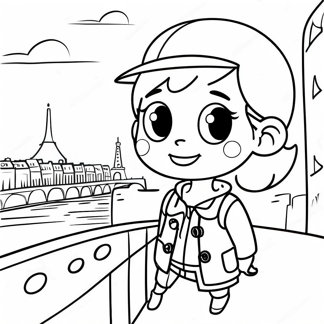 Adventurous Marinette in Paris Coloring Page | Marinette Miraculous coloring page