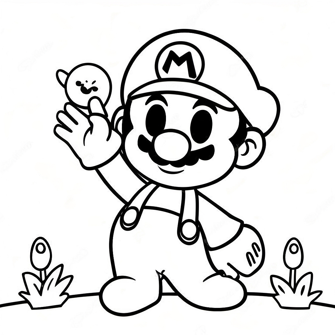 Mario Valentine's Day Coloring Page | Mario Valentines coloring page