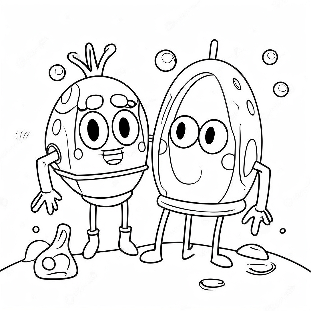 SpongeBob and Patrick Jellyfishing Coloring Page | SpongeBob Jellyfish coloring page