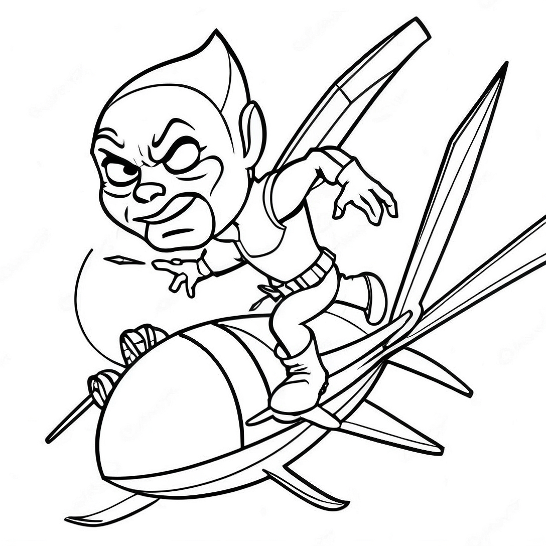 Menacing Green Goblin Flying on Glider Coloring Page | Green Goblin coloring page