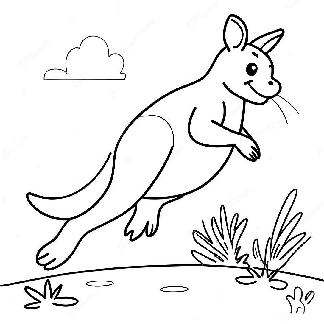 Kangaroo Jumping Coloring Page | Letter K coloring page