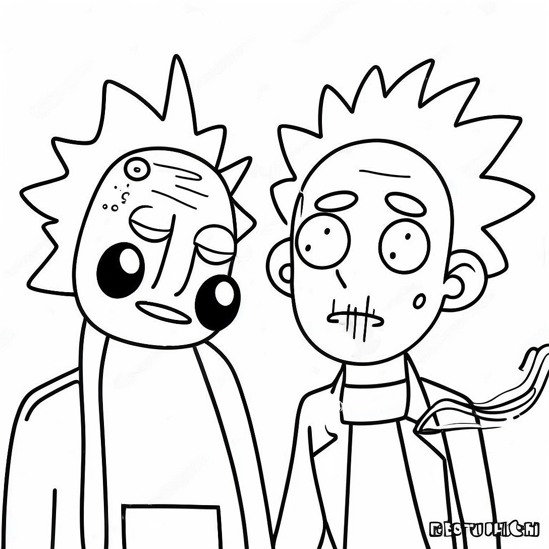 Stoner Rick and Morty Trippy Coloring Page | Stoner Rick and Morty Trippy coloring page