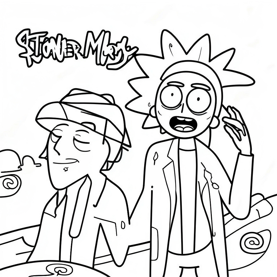 Stoner Rick and Morty Trippy Coloring Page | Stoner Rick and Morty Trippy coloring page