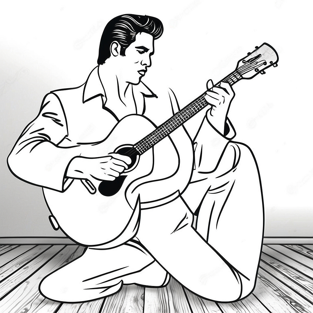 Elvis in Blue Suede Shoes Coloring Page | Elvis coloring page