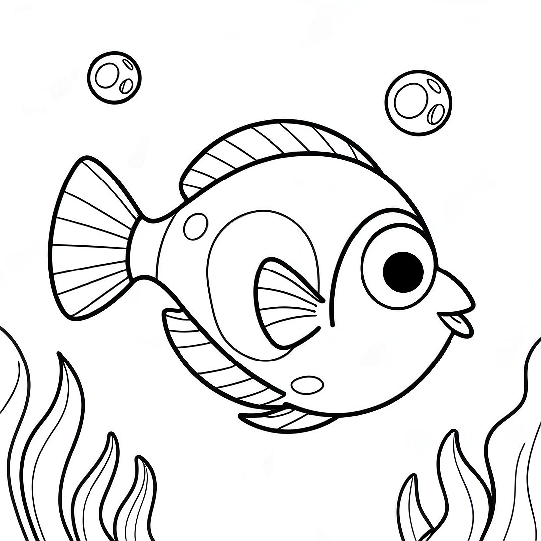 Cute Dory Swimming Coloring Page | Easy Dory coloring page