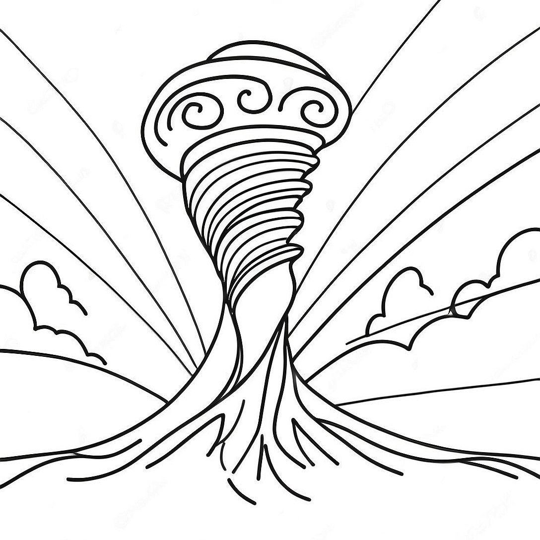 Whirling Tornado Coloring Page | Tornado coloring page