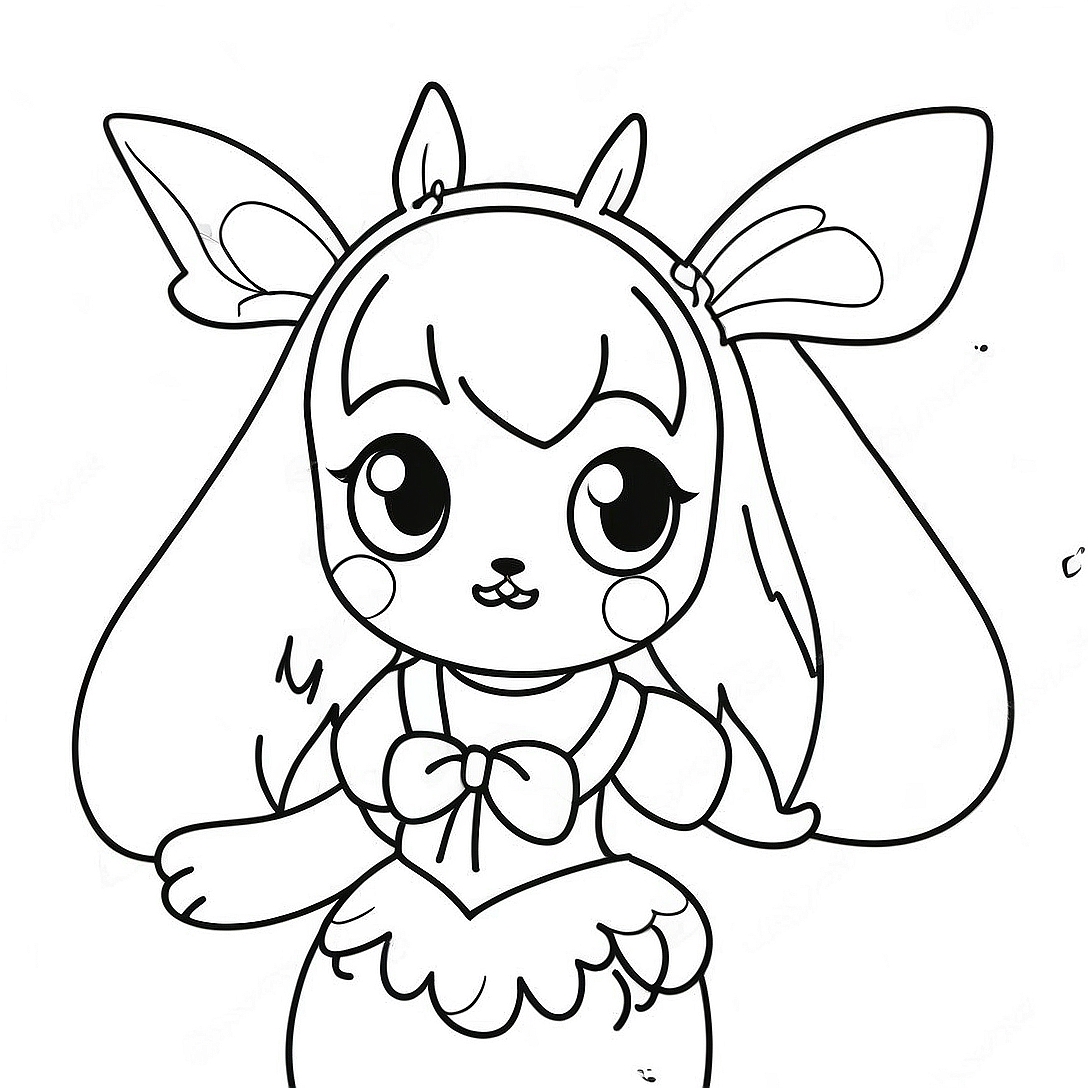 Anime Bunny Girl with Cute Ears Coloring Page | Anime Bunny Girl coloring page