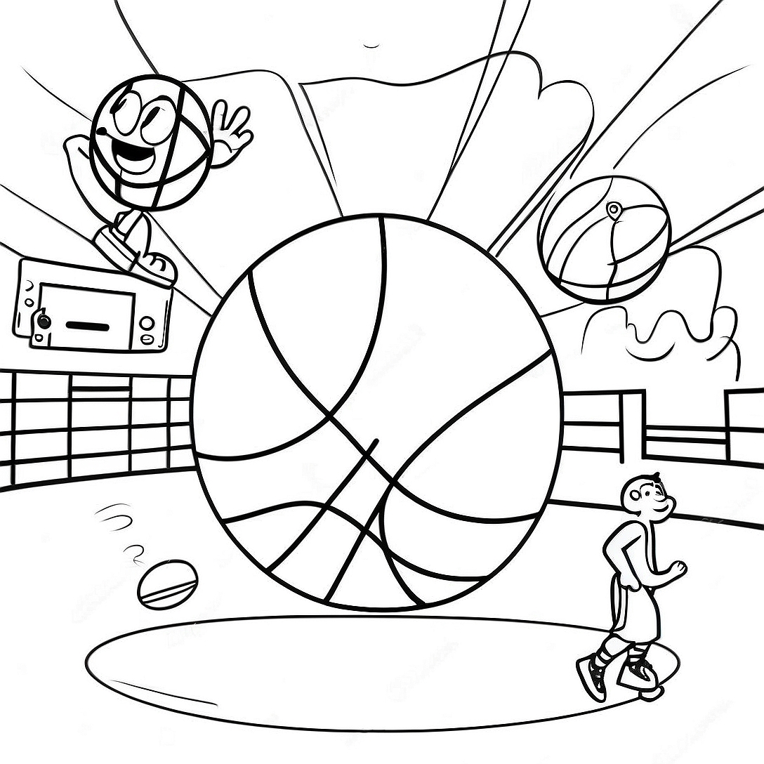 Exciting Basketball Game Coloring Page | Basketball coloring page