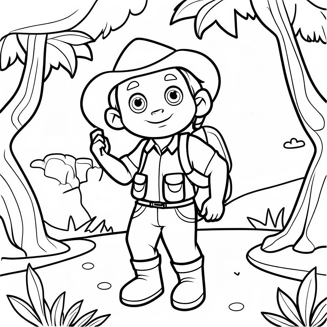 Adventurous Tracker in the Jungle Coloring Page | Paw Patrol Tracker coloring page