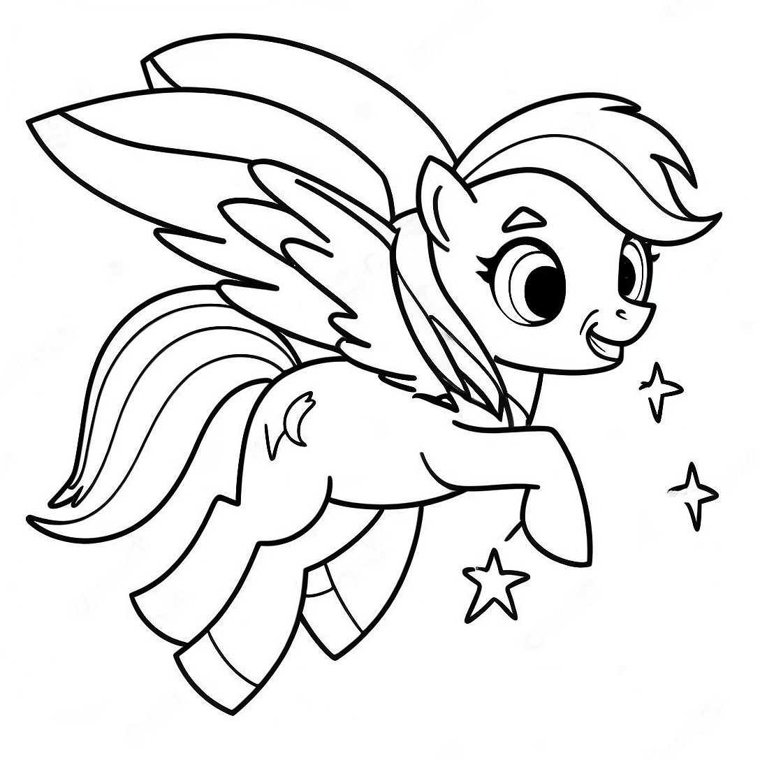 Rainbow Dash Flying Coloring Page | MLP coloring page