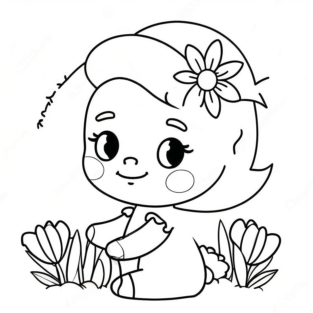 Cute Amy with Flowers Coloring Page | Amy coloring page
