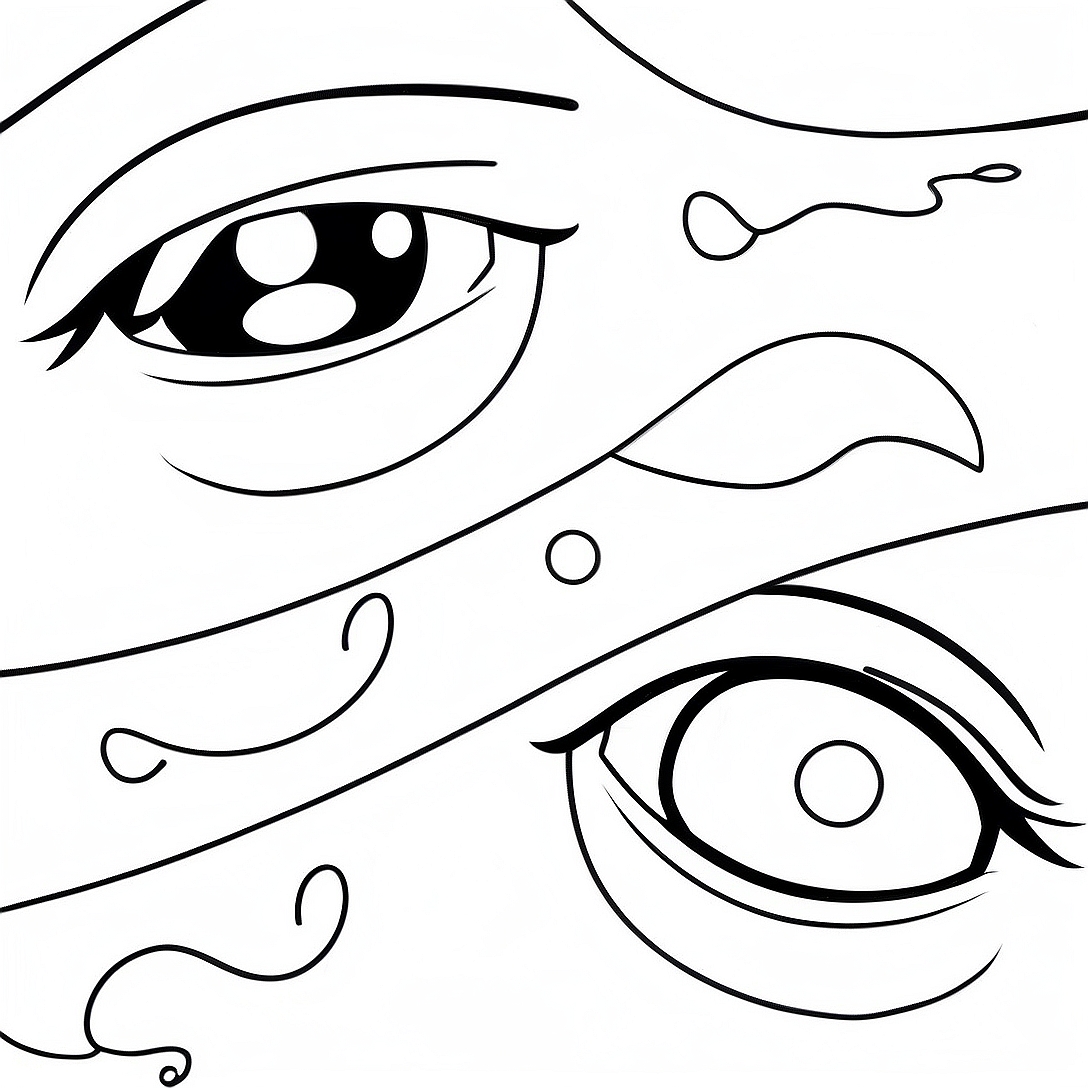 Cute Anime Eyes Coloring Page | Anime Eye coloring page