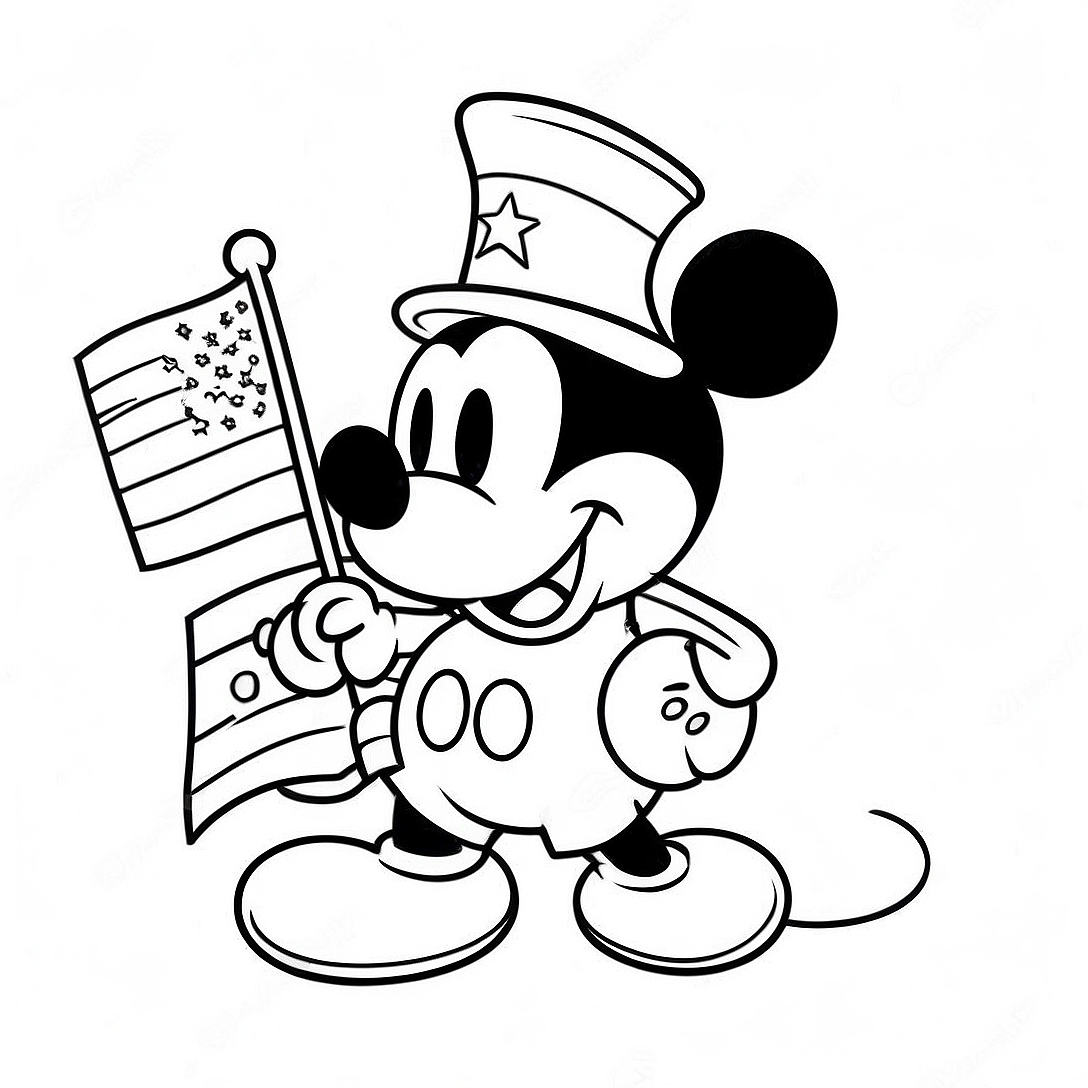 Mickey Mouse in Patriotic Outfit Coloring Page | Disney 4th of July coloring page