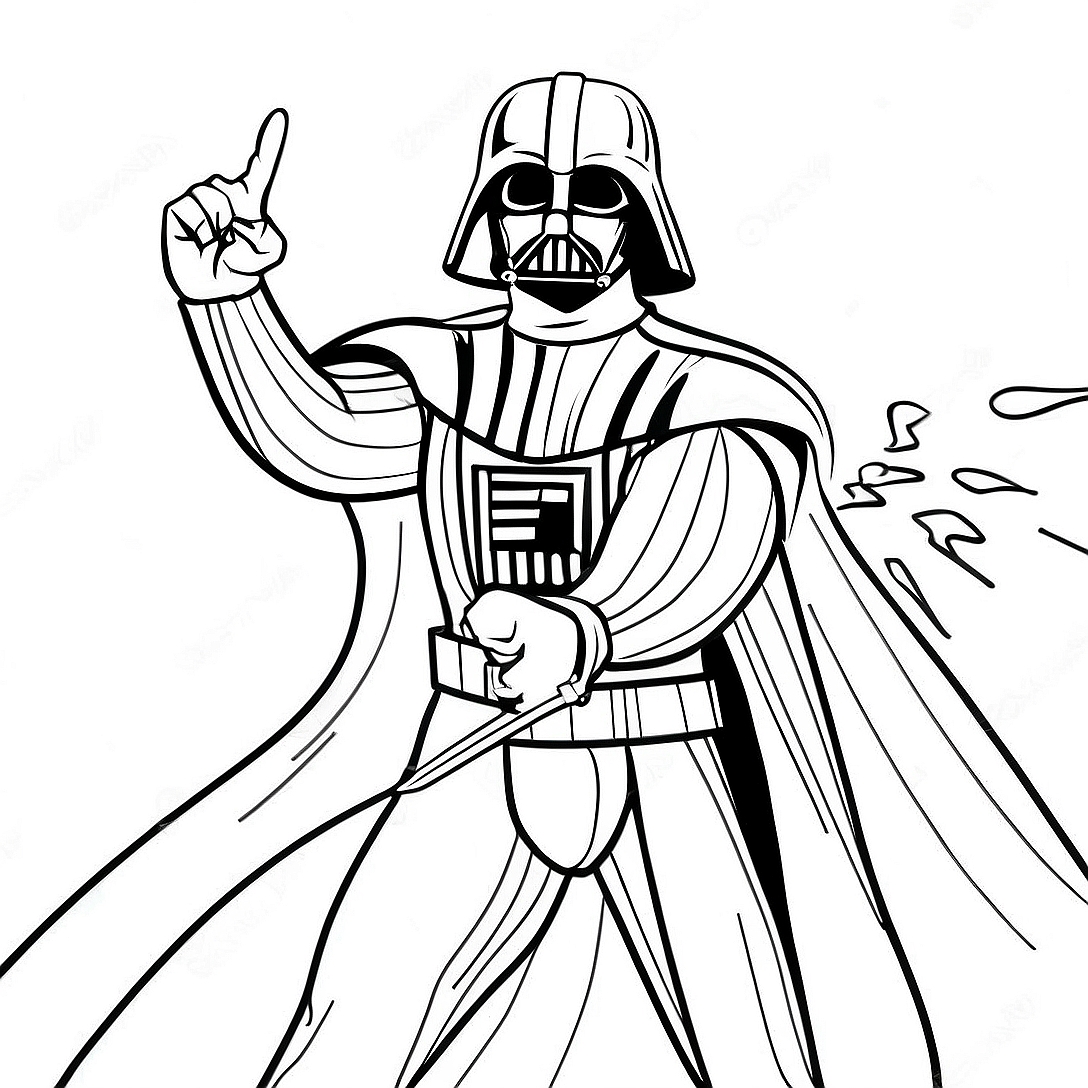 Darth Vader in Epic Battle Coloring Page | Realistic Star Wars coloring page