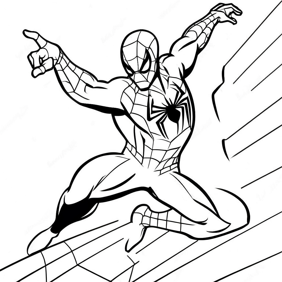 Spiderman 2099 Action Pose Coloring Page | Spiderman 2099 coloring page