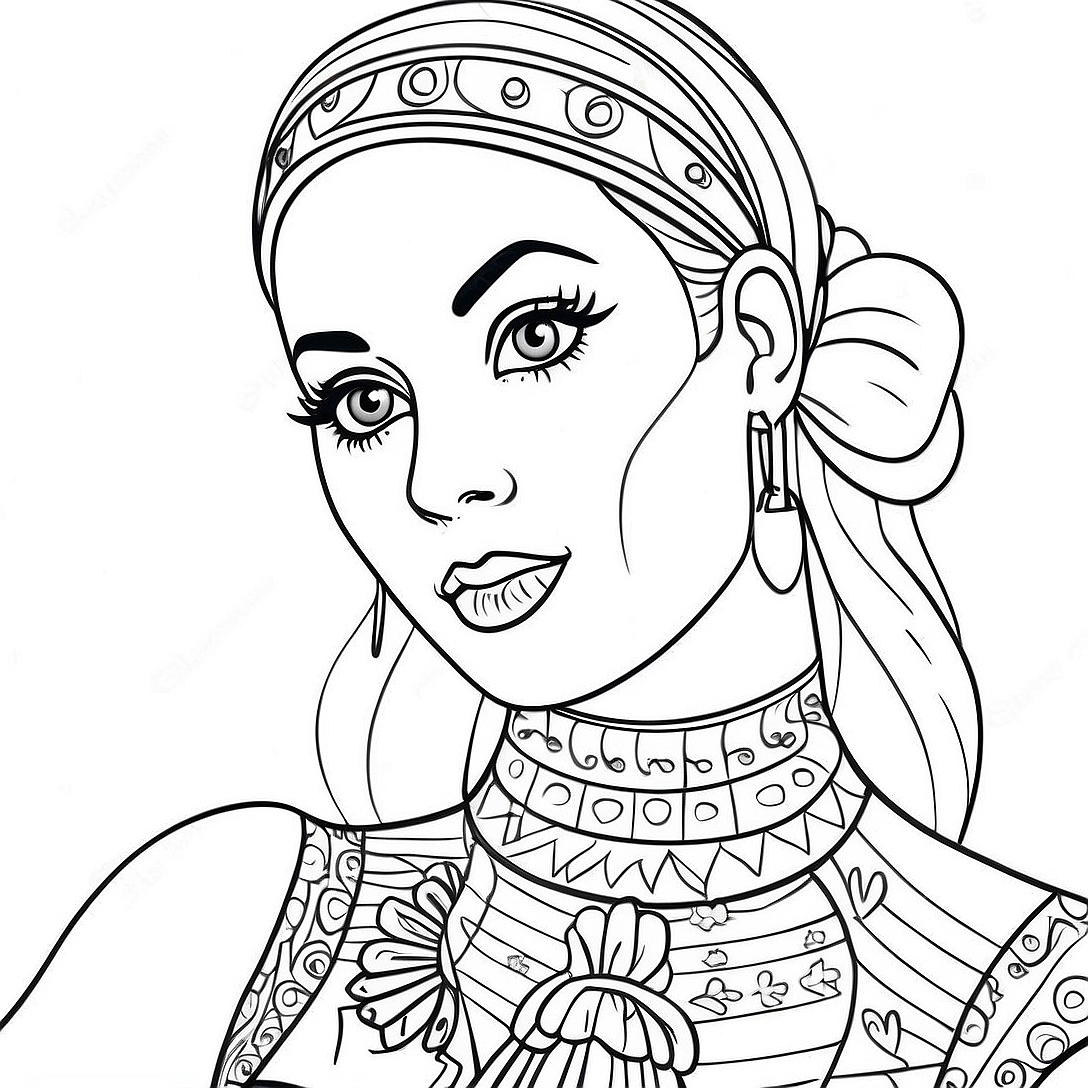 Katy Perry in Colorful Costume Coloring Page | Katy Perry coloring page