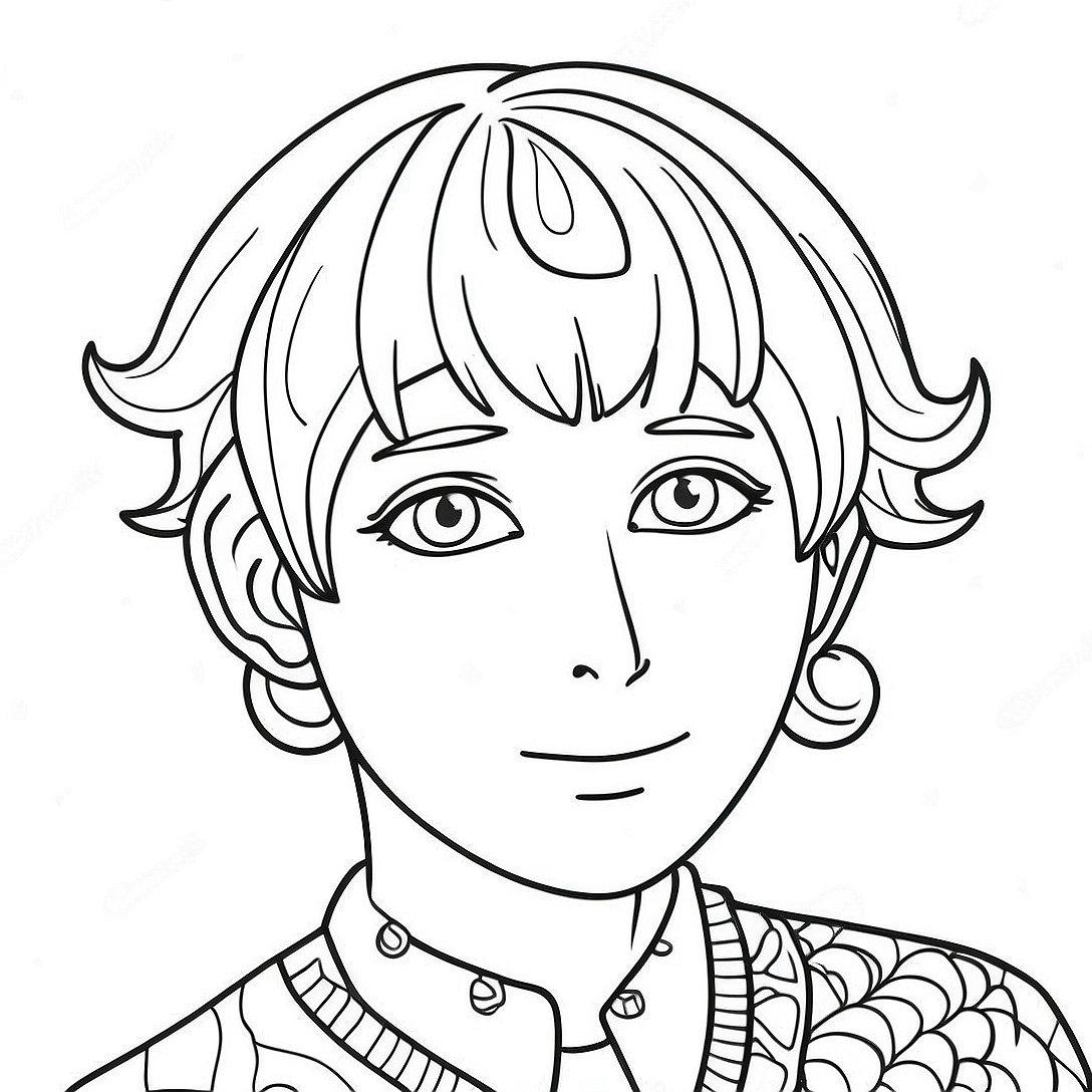 Saiki K with Colorful Hair Coloring Page | Saiki K coloring page