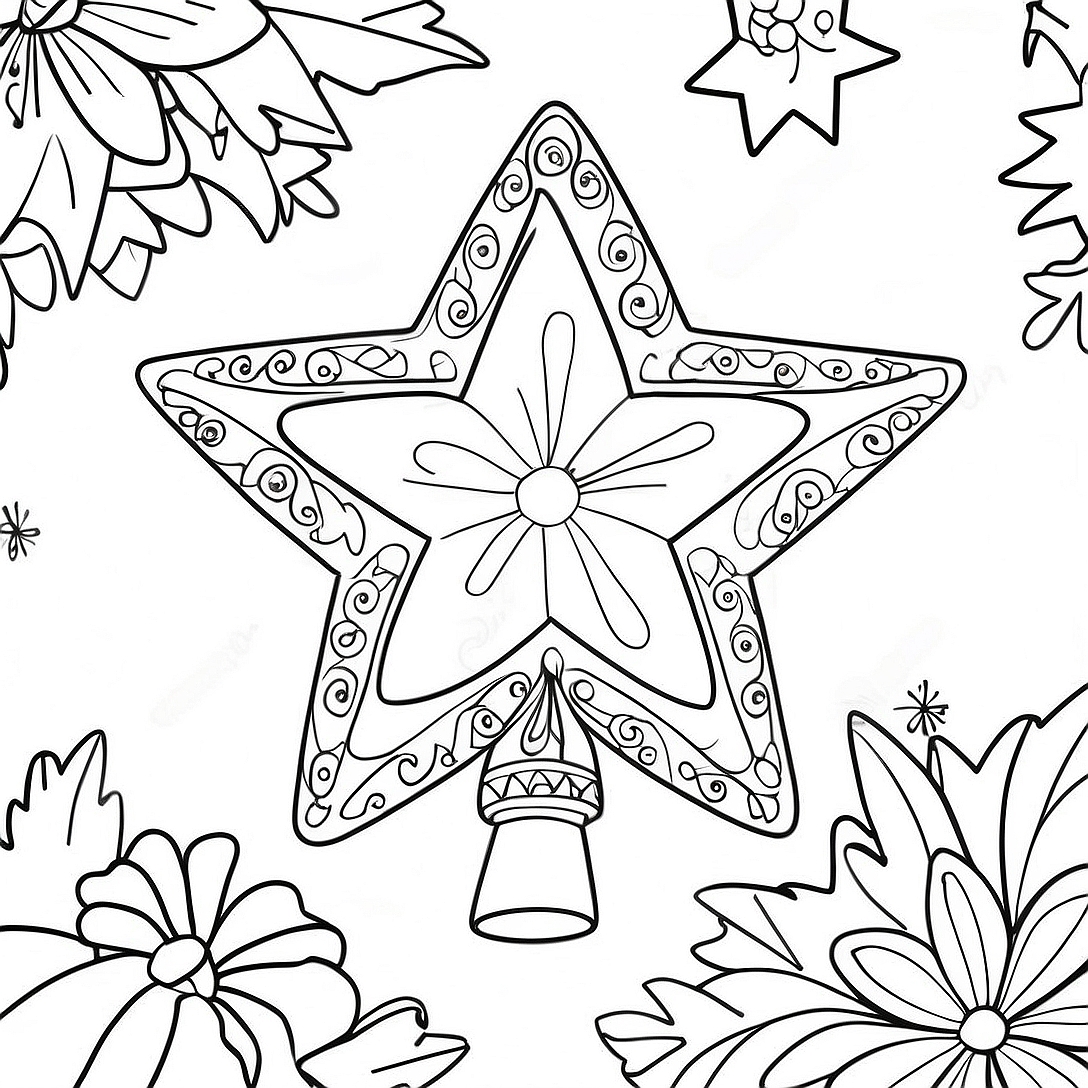 Christmas Tree Star Coloring Page | Christmas Tree Star coloring page