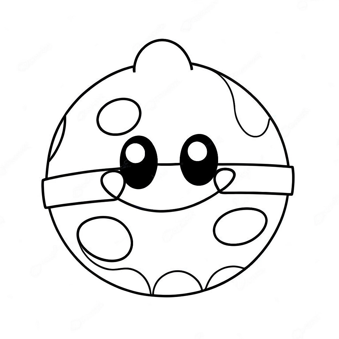 Cute Pokeball with Happy Face Coloring Page | Pokeball coloring page
