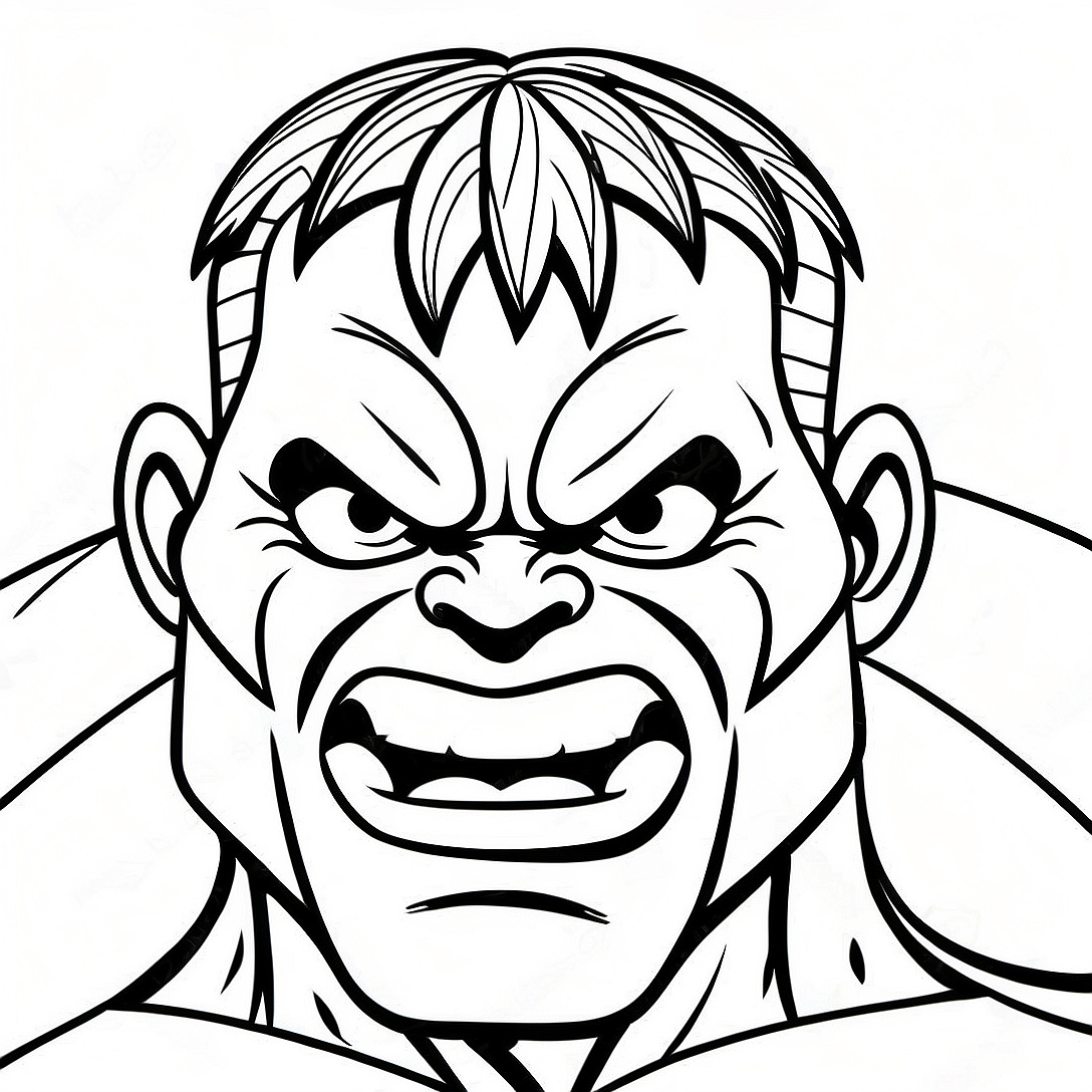 Angry Hulk Face Coloring Page | Hulk Face coloring page