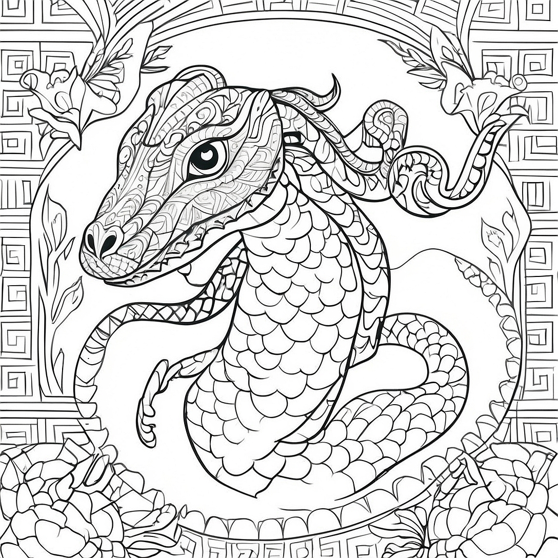 Obanai with Serpent Patterns Coloring Page | Obanai coloring page