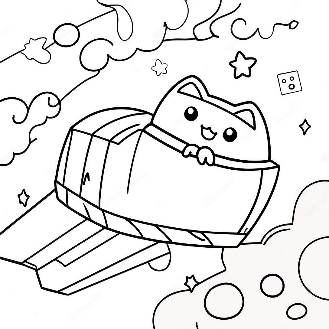 Nyan Cat Flying Through Space Coloring Page | Nyan Cat coloring page