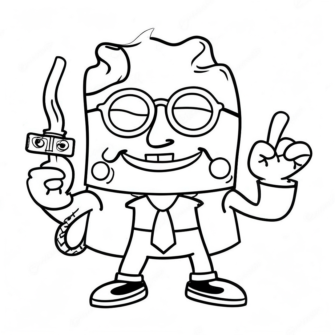 Cool Gangster SpongeBob with Sunglasses Coloring Page | Gangster SpongeBob coloring page
