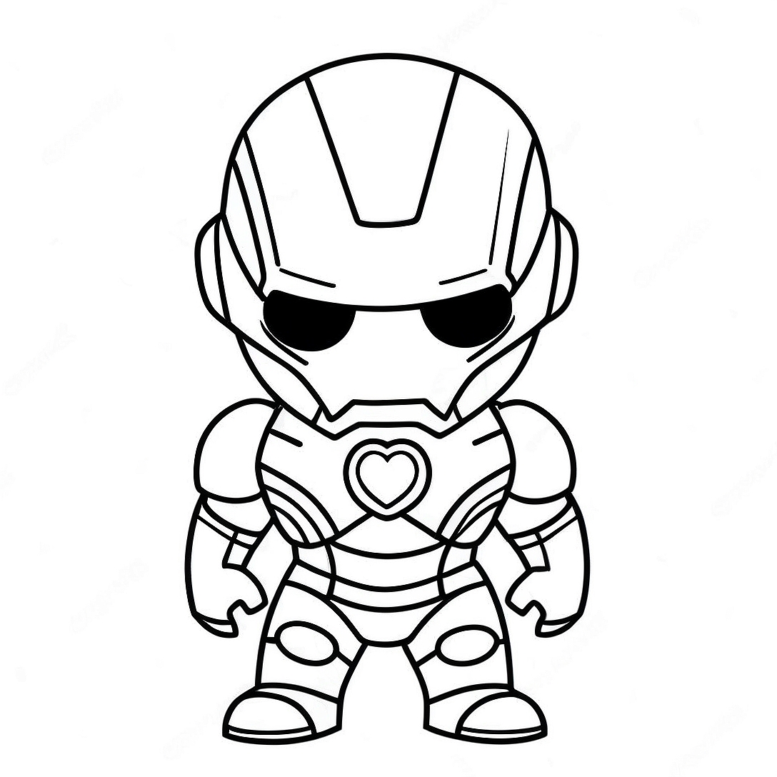 Adorable Chibi Iron Man Coloring Page | Cute Chibi Avengers coloring page