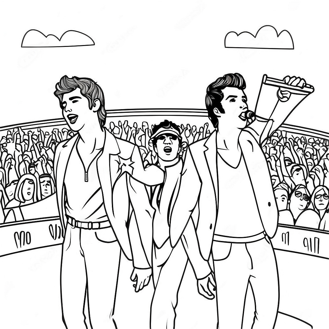 Colorful Jonas Brothers Concert Scene Coloring Page | Jonas Brothers coloring page