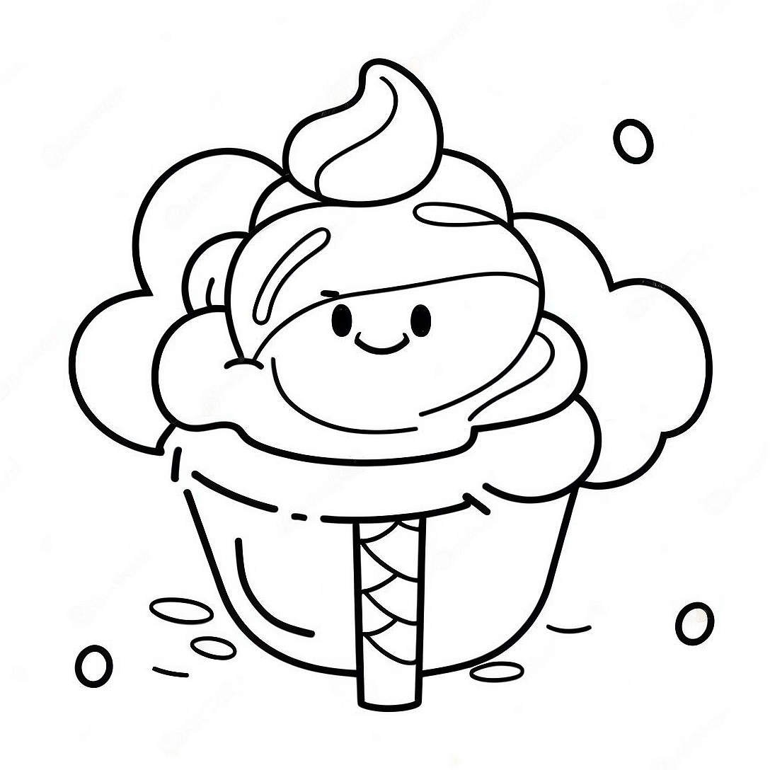 Colorful Rainbow Ice Cream Sundae Coloring Page | Rainbow Ice Cream coloring page