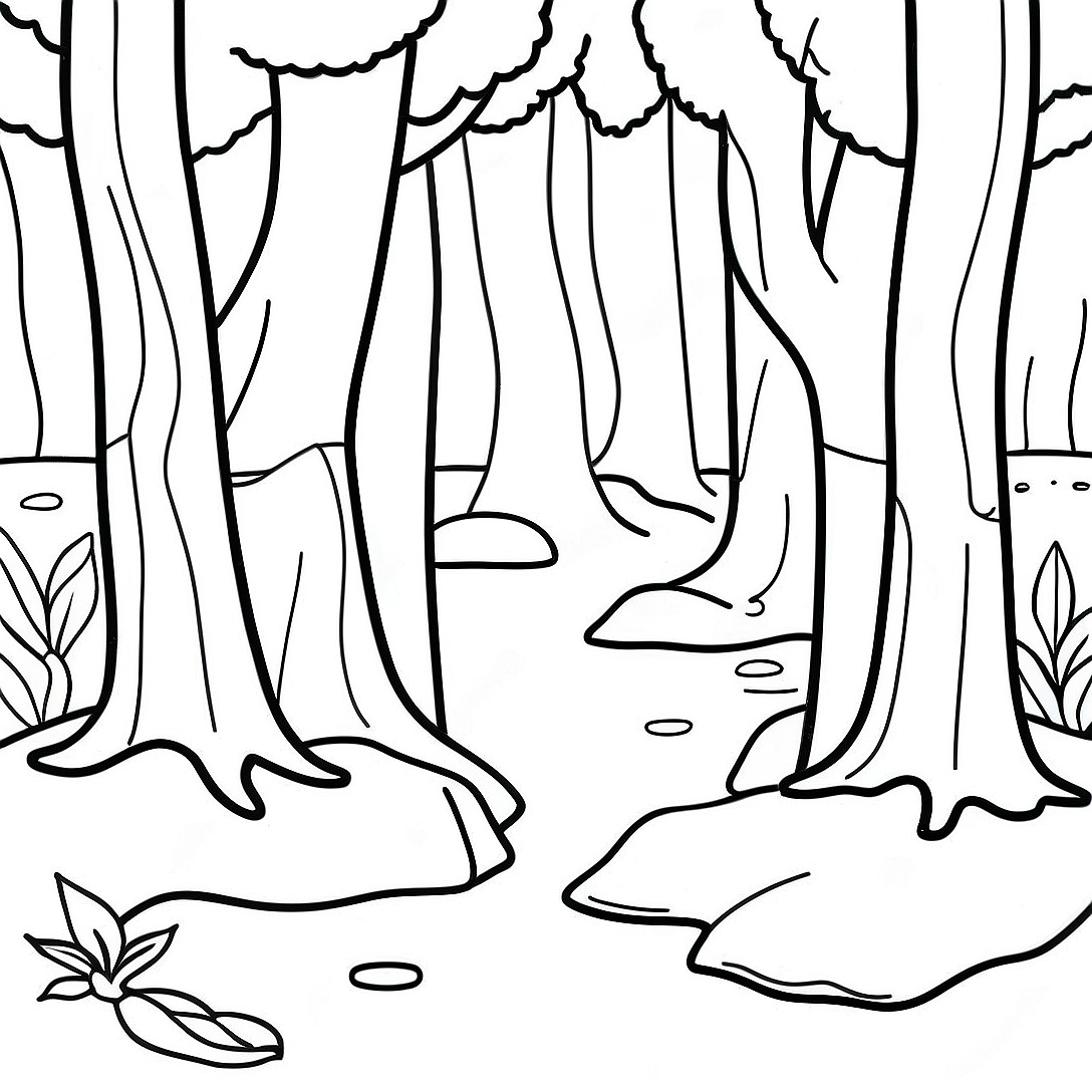 Forest Scene Coloring Page | Forest coloring page