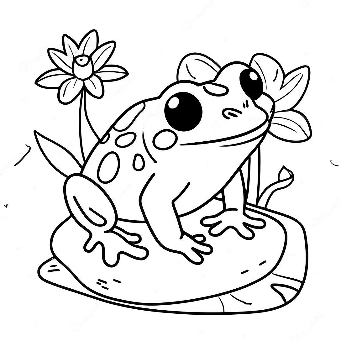 Cute Frog on a Lily Pad Coloring Page | Lily Pad coloring page