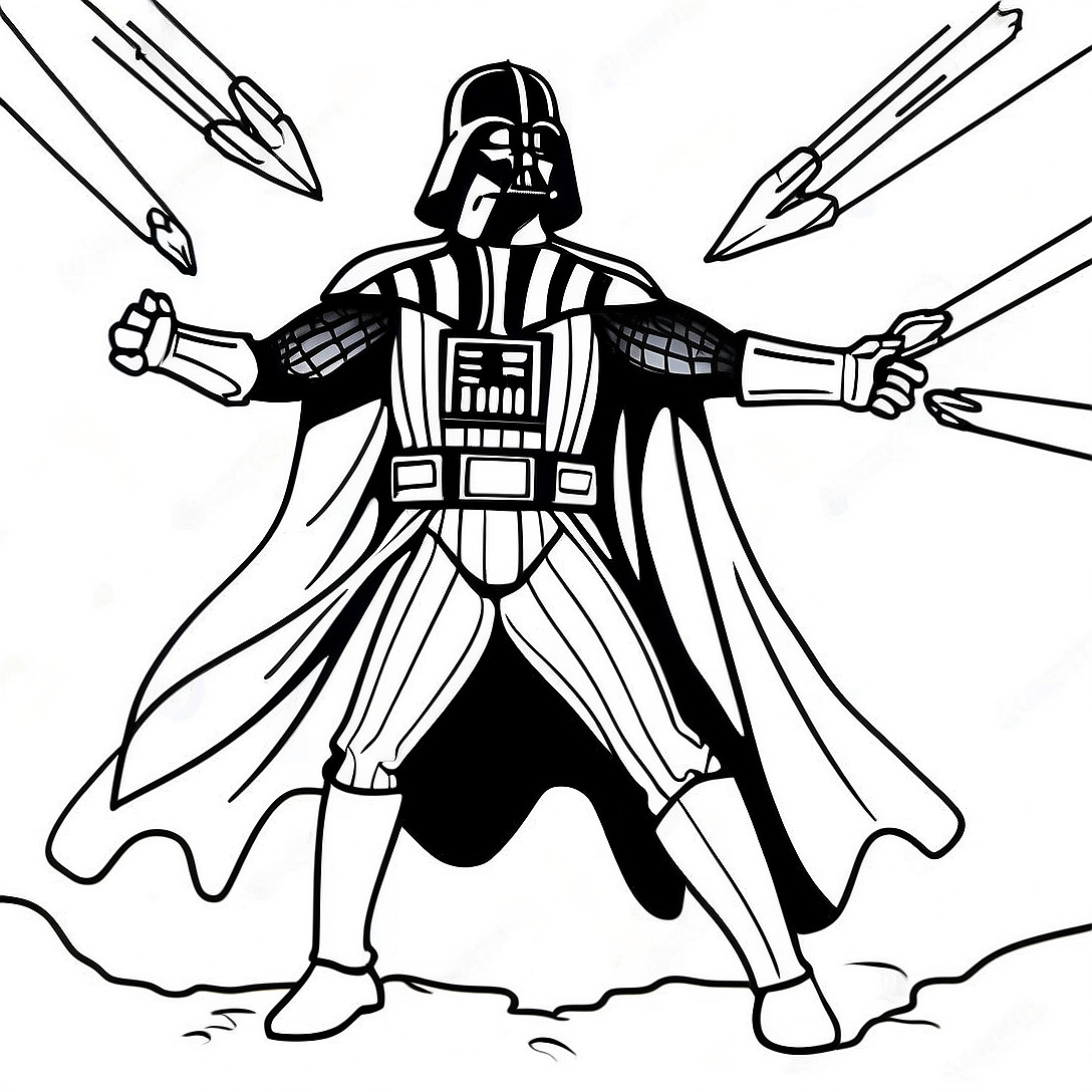 Darth Vader in Battle Coloring Page | Star Wars Logo coloring page