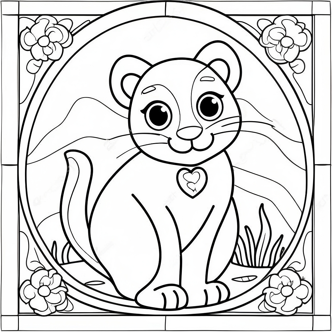 Colorful Animal Stained Glass Window Coloring Page | Animal Stained Glass coloring page