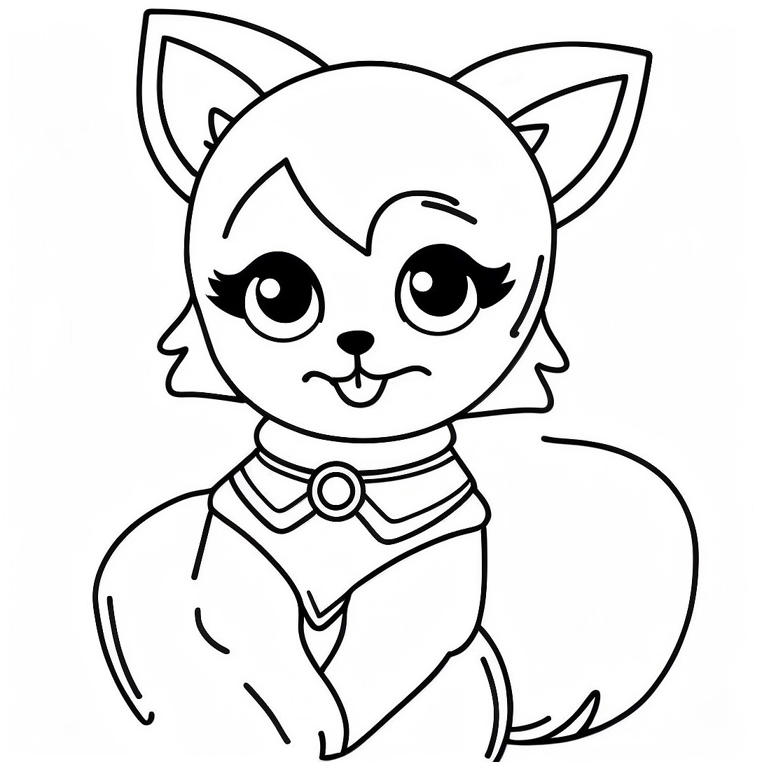 Cute Fox Anime Girl Coloring Page | Fox Anime Girl coloring page