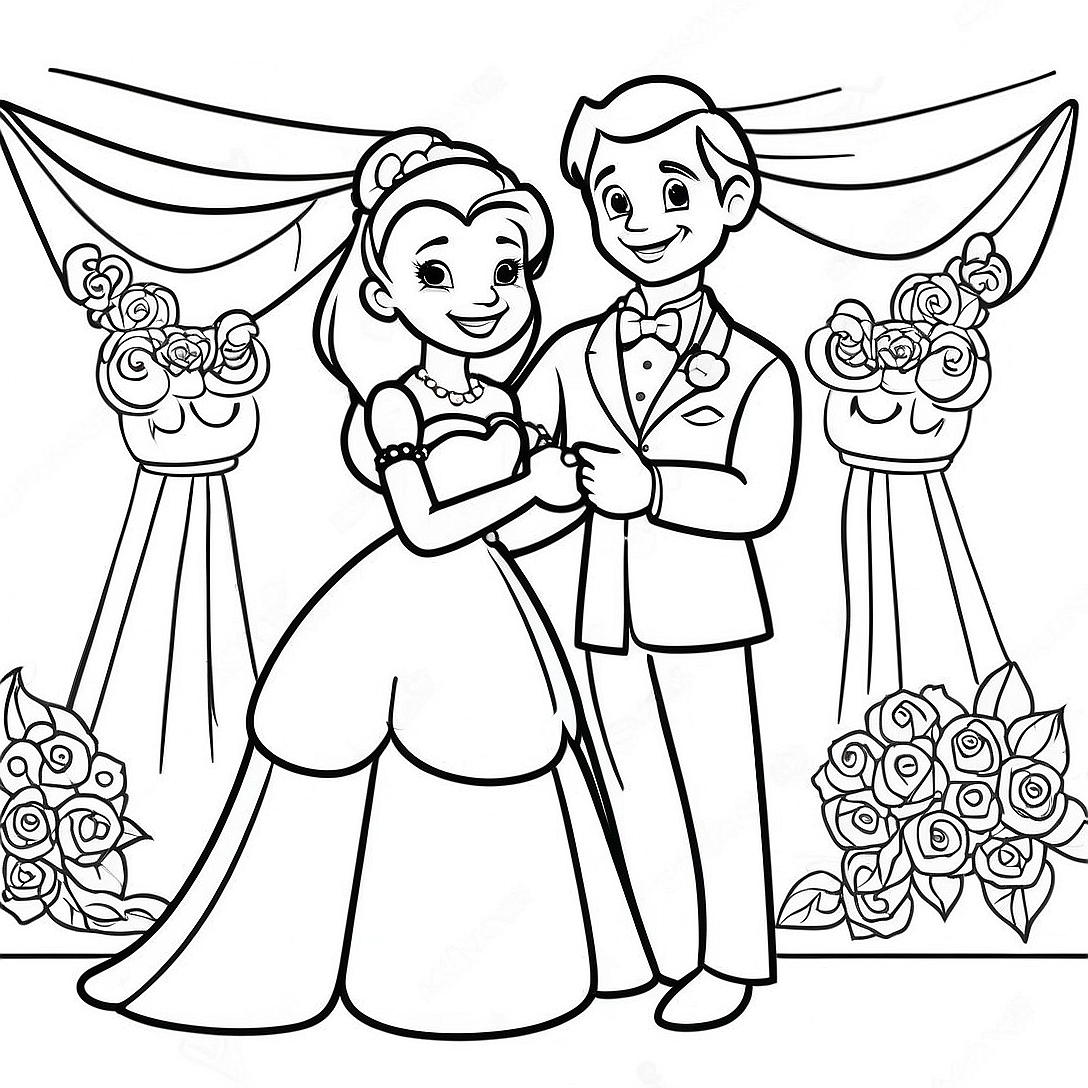 Disney Wedding Coloring Page | Disney Wedding coloring page