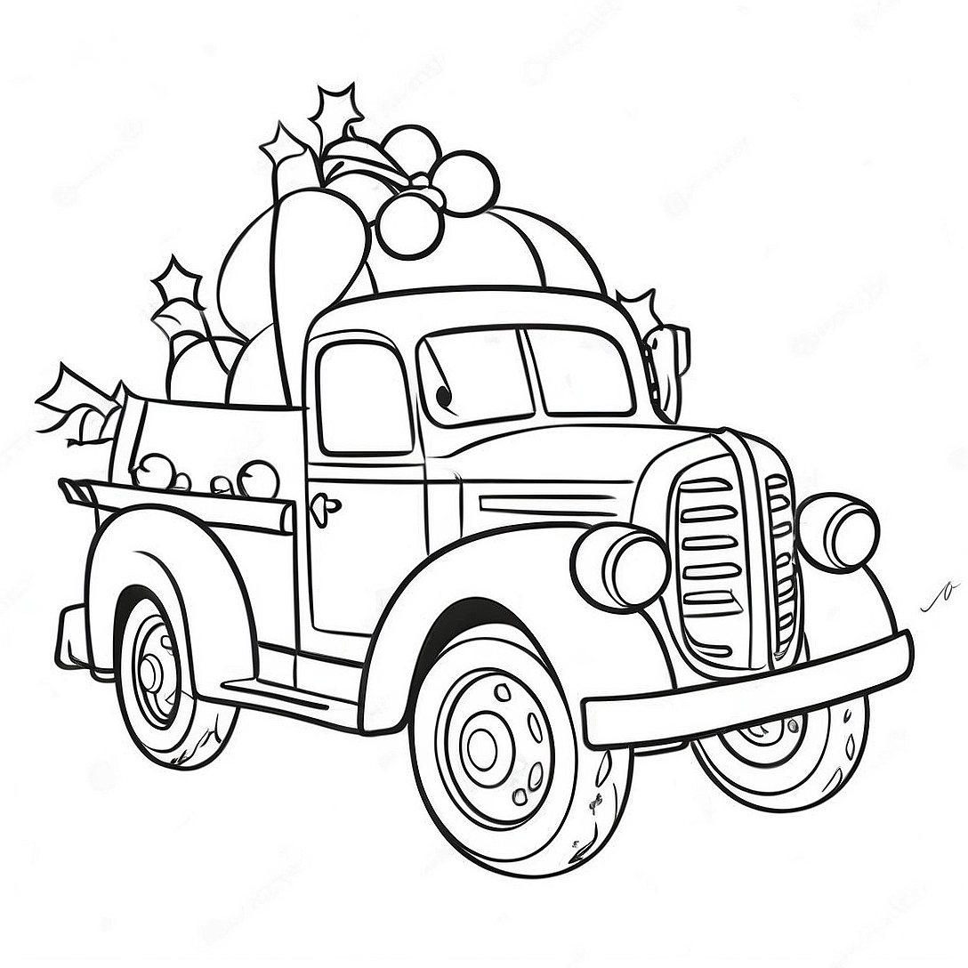Christmas Truck Coloring Page | Christmas Truck coloring page