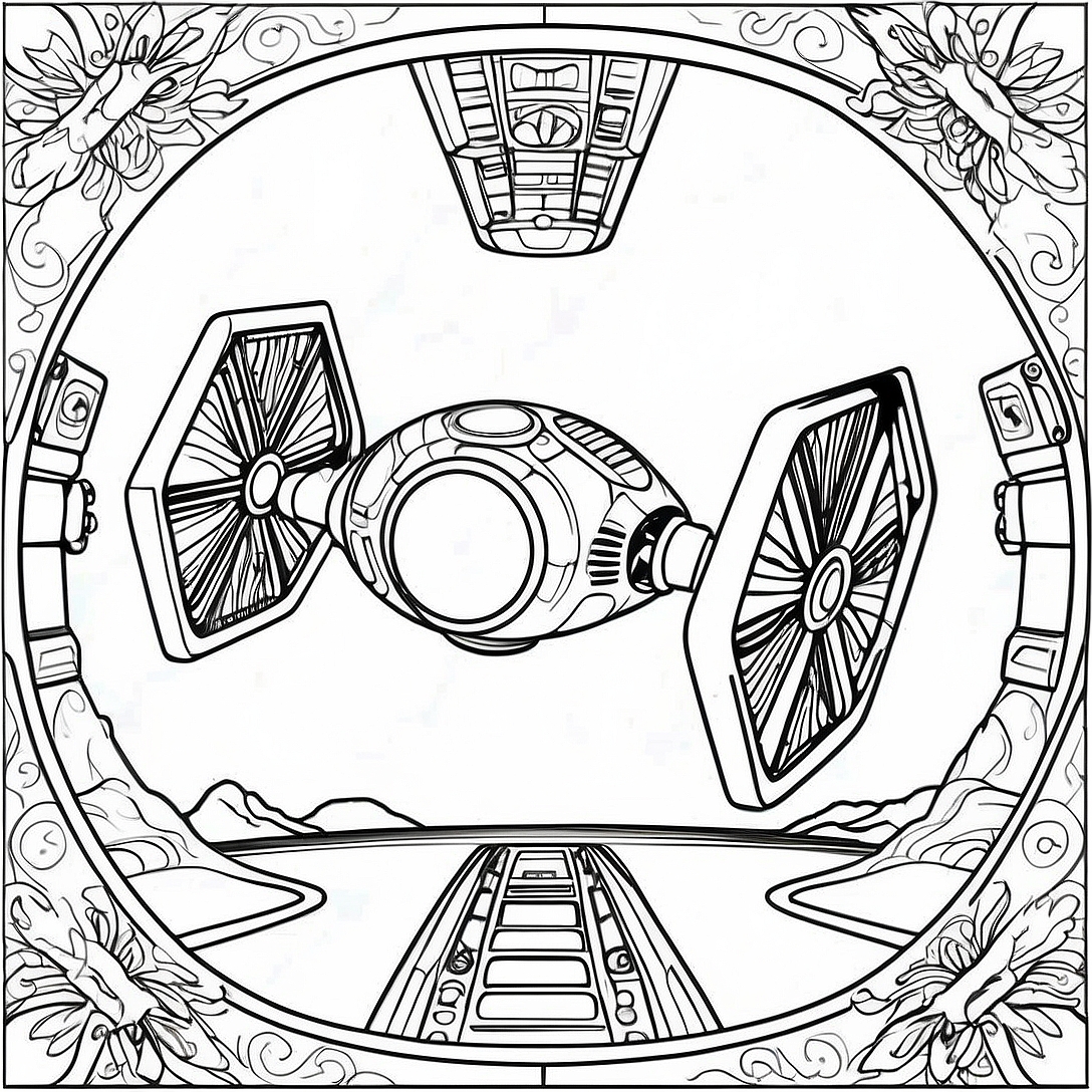 Detailed Tie Fighter Space Battle Coloring Page | Tie Fighter coloring page