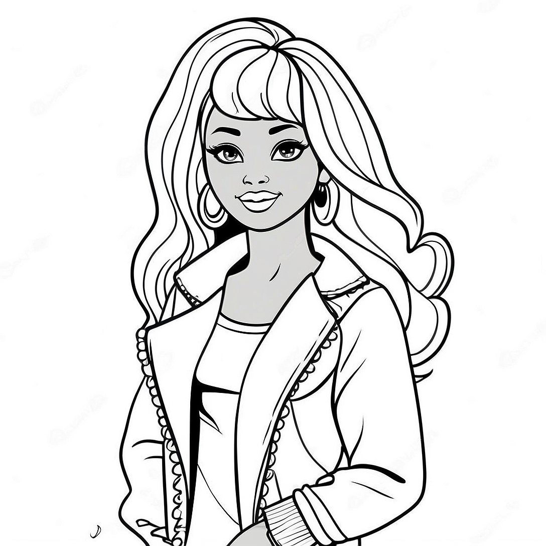 Black Barbie Fashionista Coloring Page | Black Barbie coloring page