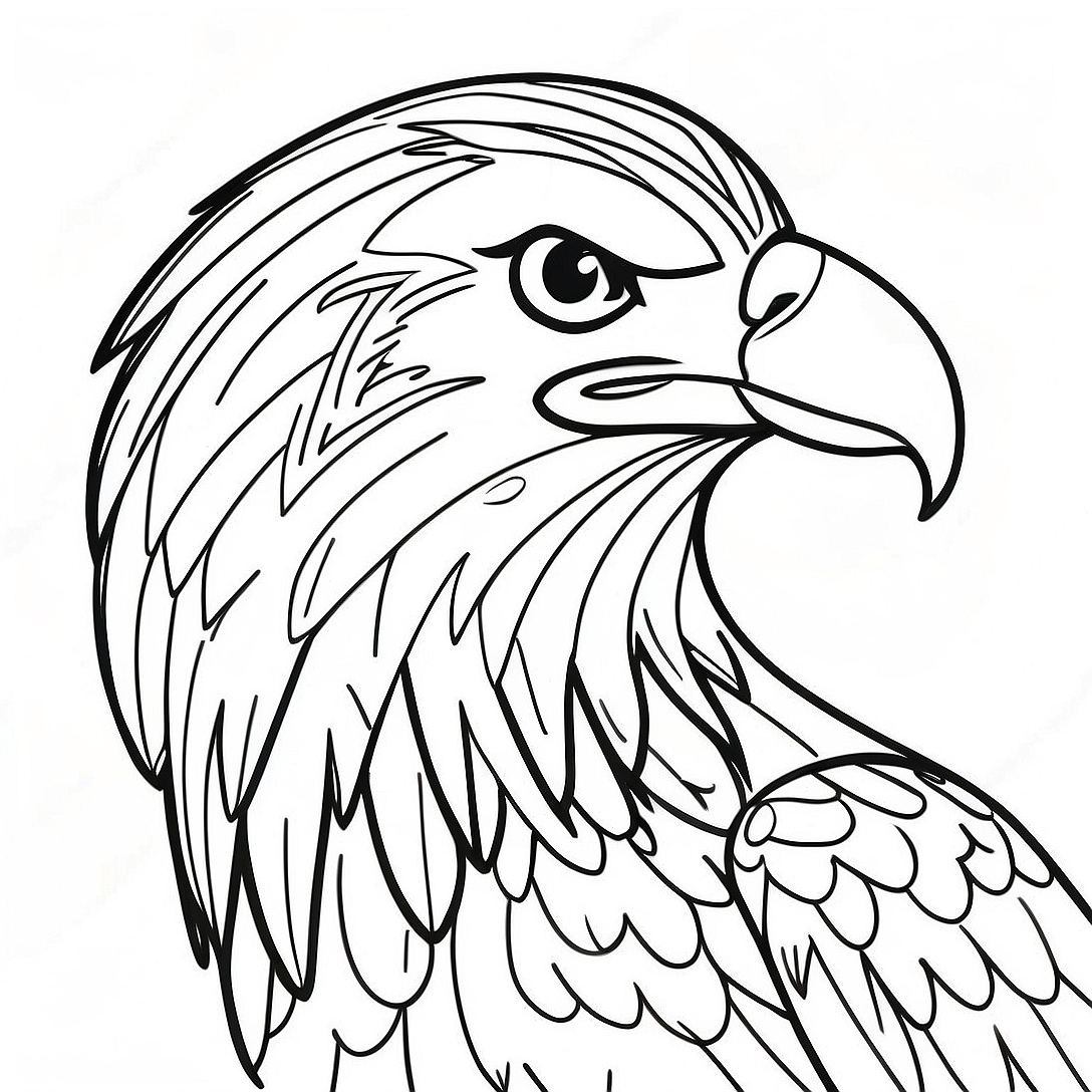 Eagle with Elegant Feathers Coloring Page | Letter E coloring page
