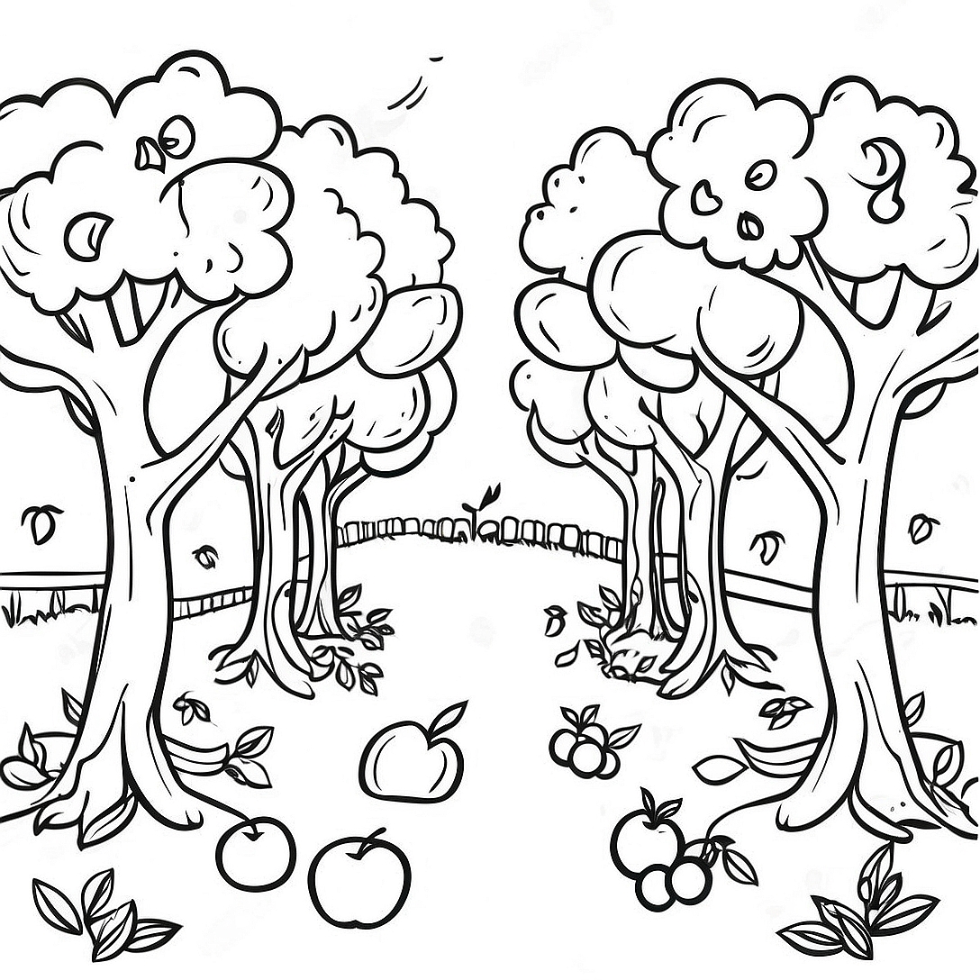 Apple Orchard Coloring Page | Apple Orchard coloring page