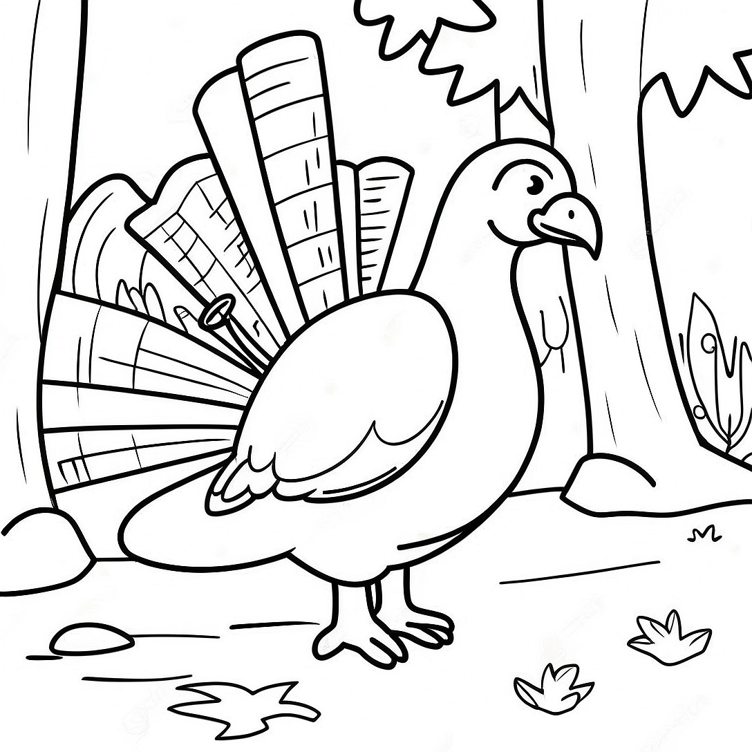 Turkey Hunting Scene Coloring Page | Turkey Hunting coloring page