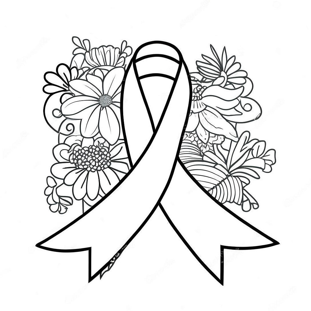 Breast Health Awareness Ribbon Coloring Page | Breast Health Awareness coloring page