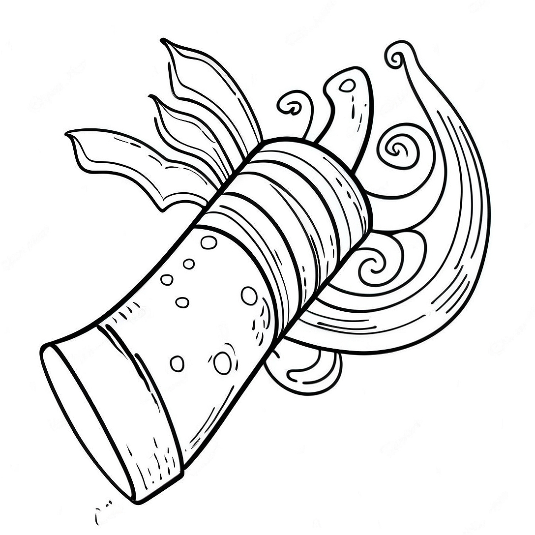 Rosh Hashanah Shofar Blowing Coloring Page | Rosh Hashanah coloring page