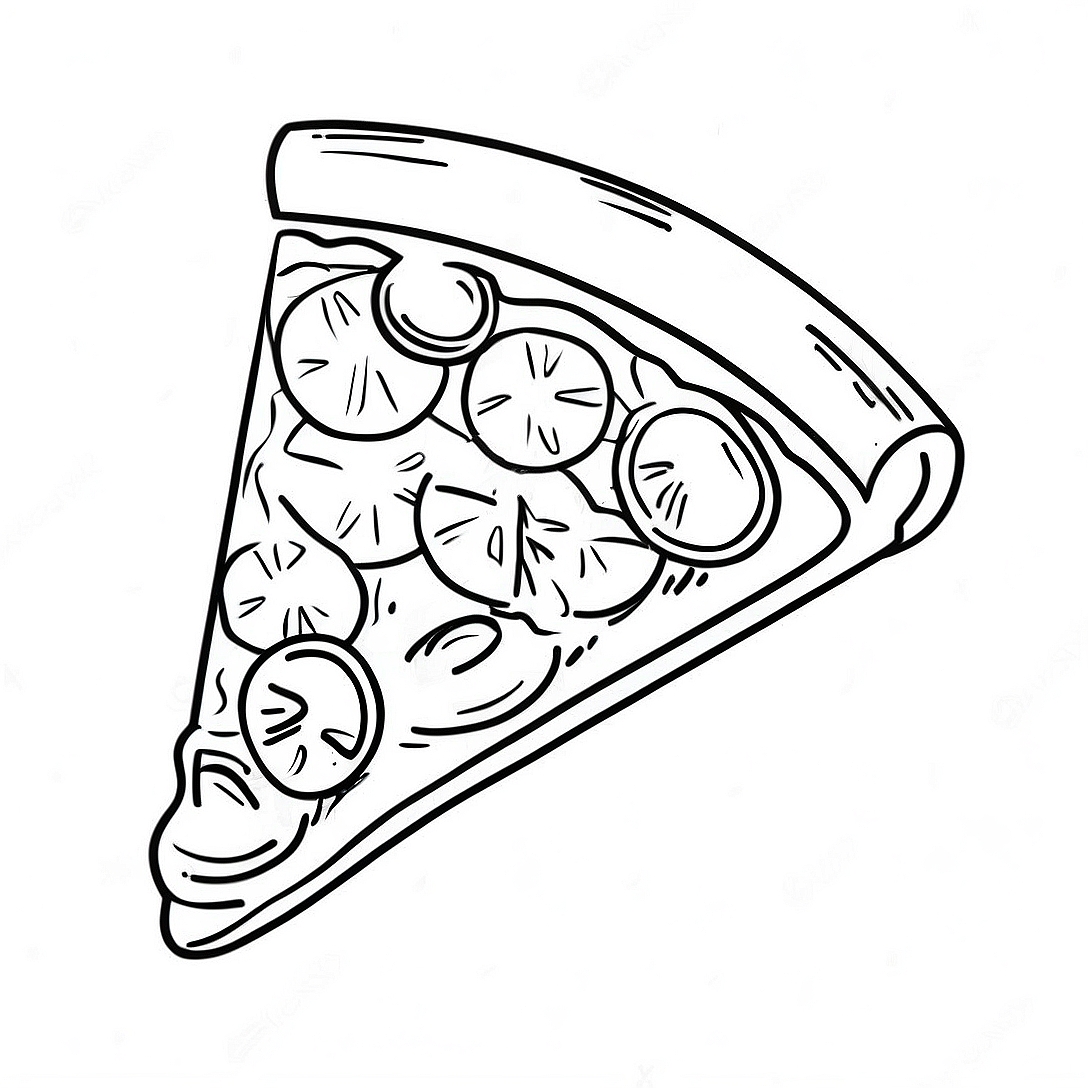 Delicious Pizza Slice Coloring Page | Italian Food coloring page