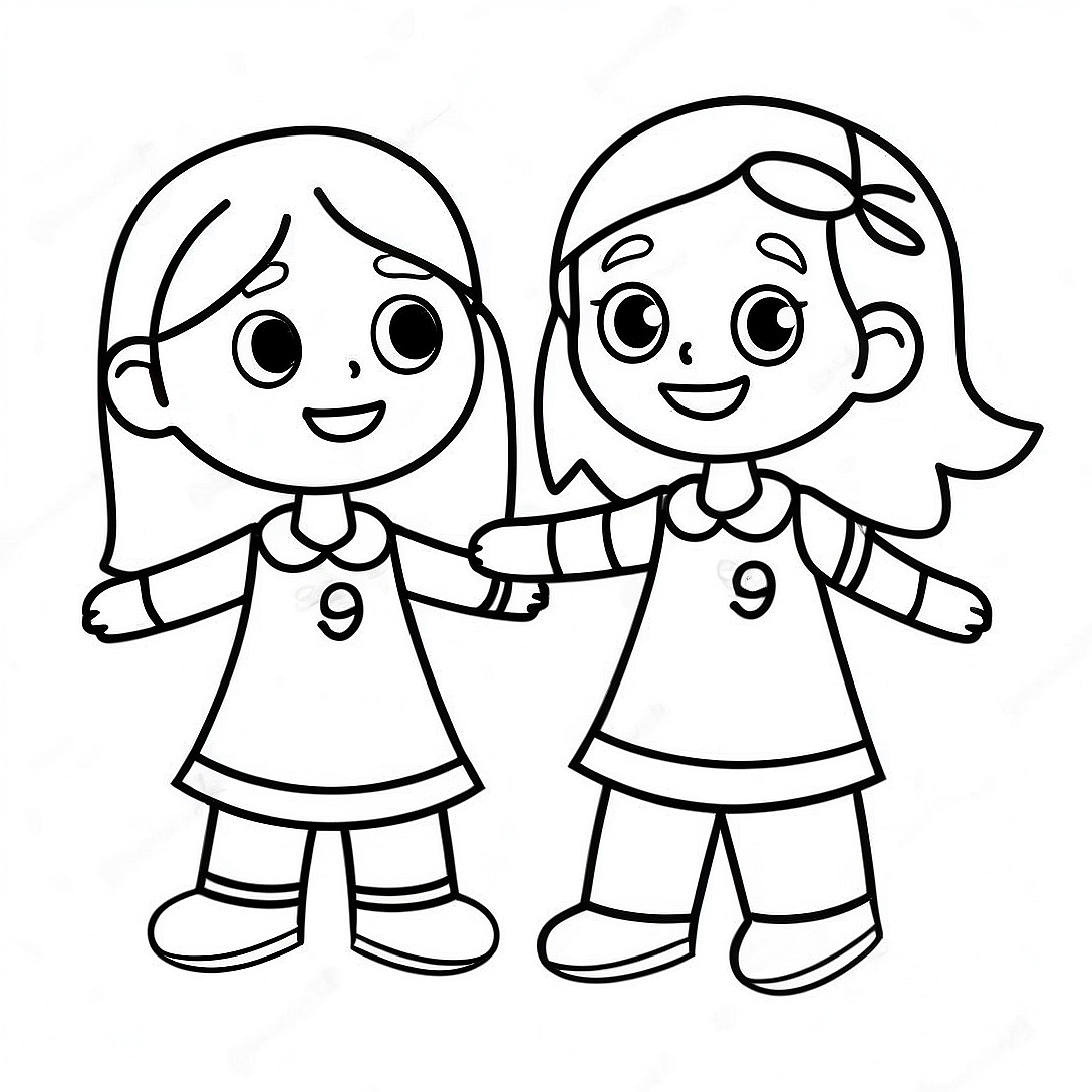 Cheerful 2nd Grade Students Coloring Page | Back to School 2nd Grade coloring page