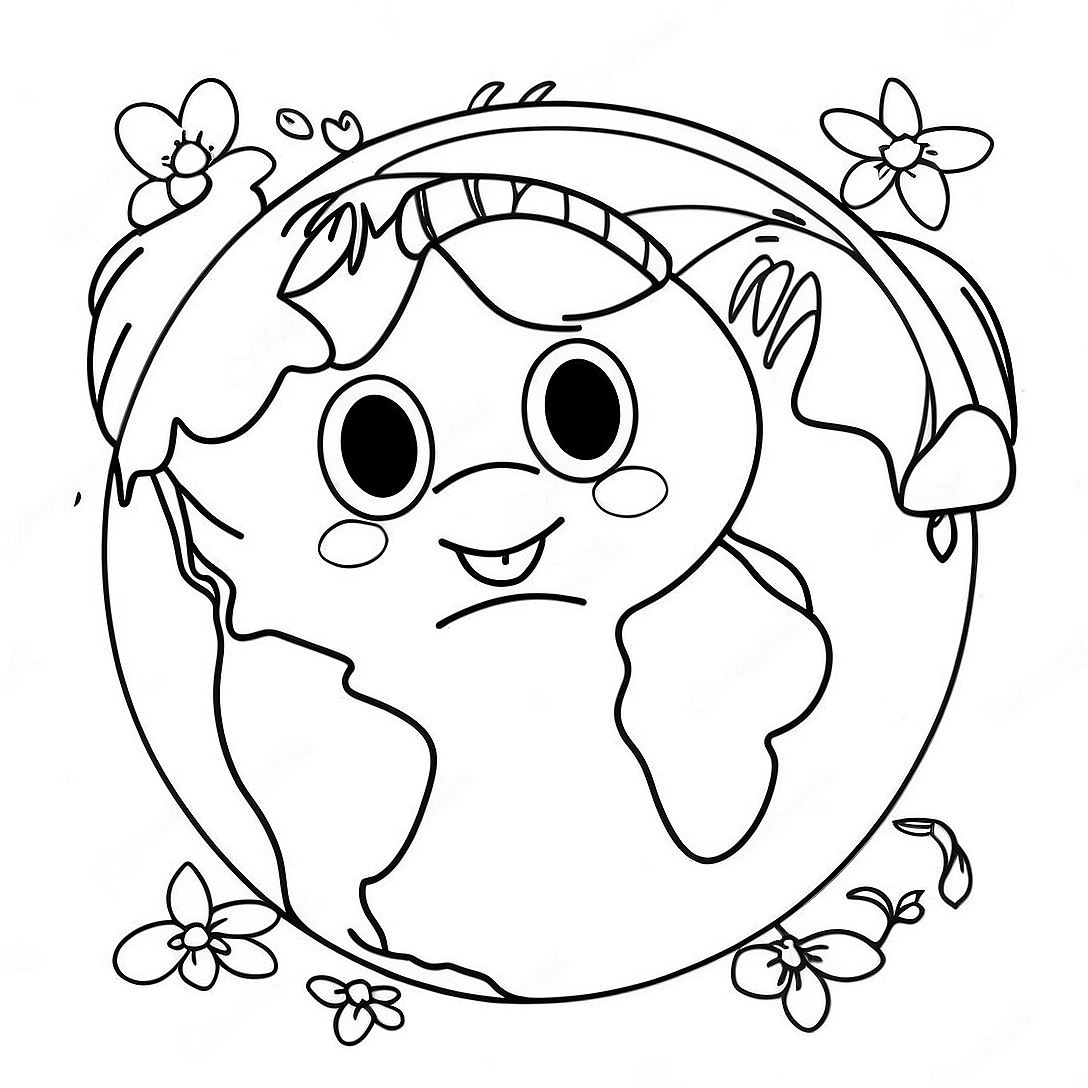 Cute Earth Day Coloring Page | Cute Earth Day coloring page